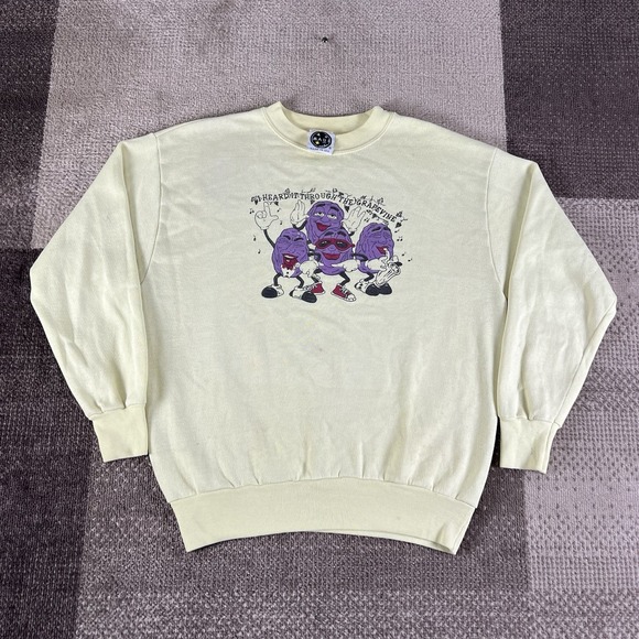 Vintage California Raisins Sweatshirt Size L Let‎ The Good Times Roll 80s Yellow - Picture 1 of 11